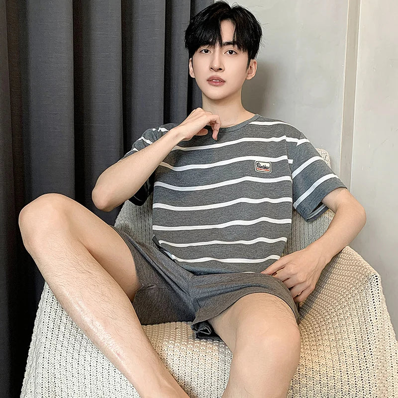 Men Pajamas Short Sleeve Shorts