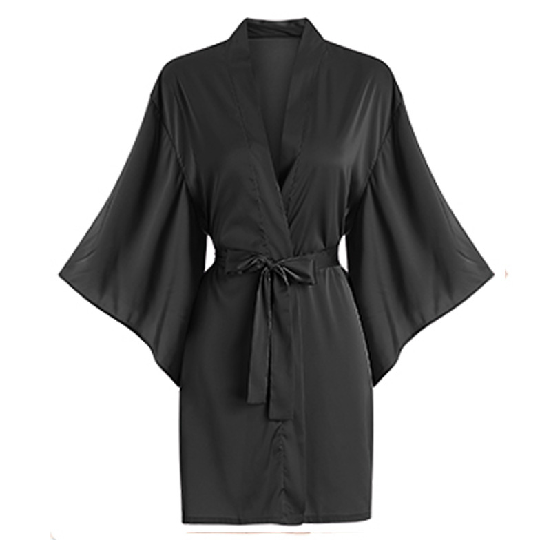 Salon Client Gown Robes Cape Hair Salon Hair Cutting Smock for Clients Kimono Style Black Hairdressing Cape Client Smock