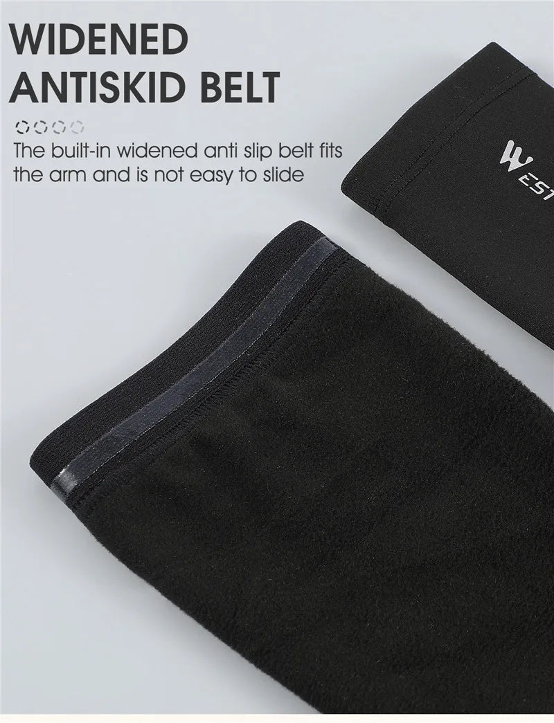 WEST BIKING Warm Leg Sleeves Running Fitness Sports Gear Autumn Winter Plus Velvet Legwarmers MTB Road Bicycle Thermal Leggings