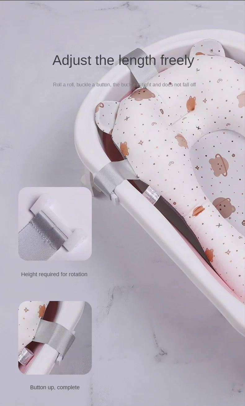 Baby Shower Bath Tub Pad Non-Slip Newborn Bathtub Mat Safety Nursing Foldable Support Comfort Body Cushion Mat Pillow Cartoon