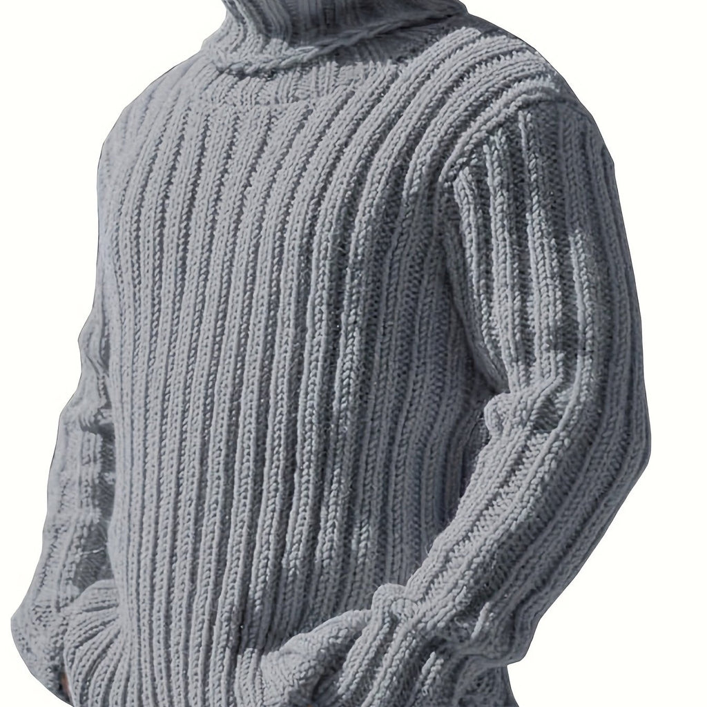 Mens Sweaters Turtleneck Cable Knitted Pullover Long Sleeve