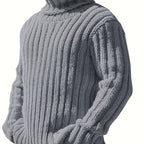 Mens Sweaters Turtleneck Cable Knitted Pullover Long Sleeve