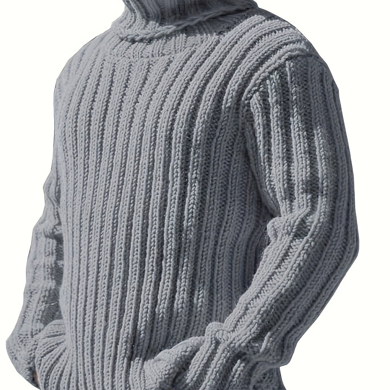 Mens Sweaters Turtleneck Cable Knitted Pullover Long Sleeve