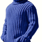 Mens Sweaters Turtleneck Cable Knitted Pullover Long Sleeve