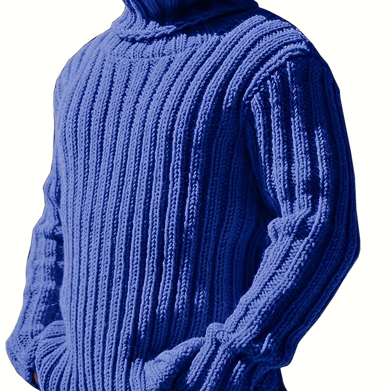 Mens Sweaters Turtleneck Cable Knitted Pullover Long Sleeve