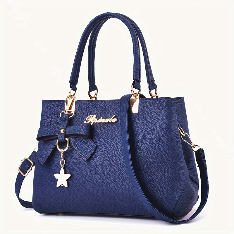 Fashion Women Larger Capacity Handbags PU Leather Shoulder Crossbody Bag Luxury Designer Vintage Ladies Top Handle Bag Bow Decor