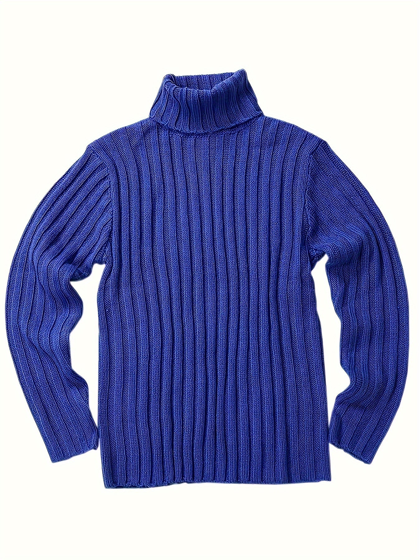 Mens Sweaters Turtleneck Cable Knitted Pullover Long Sleeve